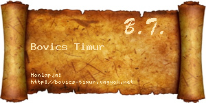 Bovics Timur névjegykártya